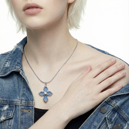 Denim Cross Necklace by Gabriella's Jewels