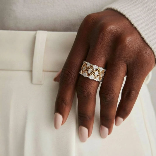 Lattice Crystal Honeycomb 18K Ring
