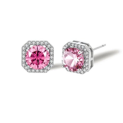 Blush Halo Moissanite Stud Earrings by Gabriella's Jewels
