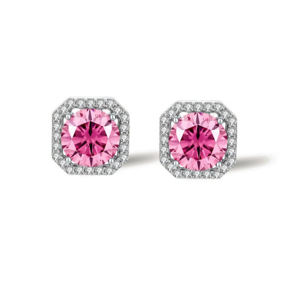Blush Halo Moissanite Stud Earrings by Gabriella's Jewels