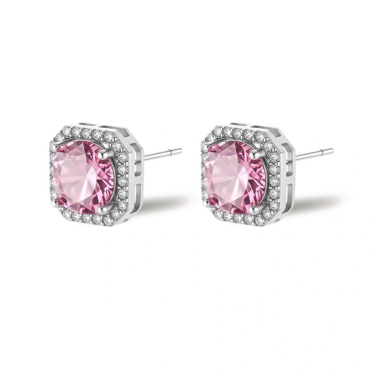 Blush Halo Moissanite Stud Earrings by Gabriella's Jewels