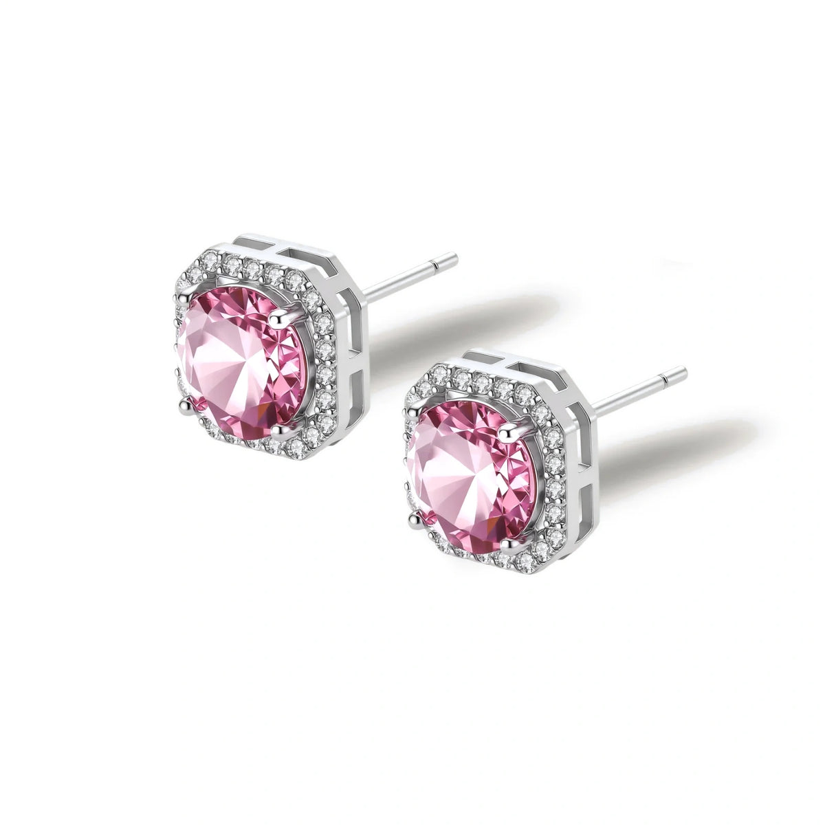 Blush Halo Moissanite Stud Earrings by Gabriella's Jewels