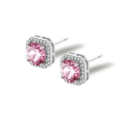 Blush Halo Moissanite Stud Earrings by Gabriella's Jewels