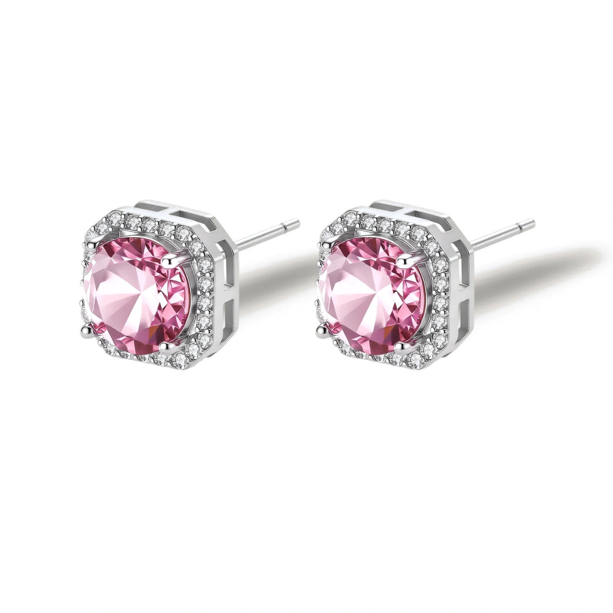Blush Halo Moissanite Stud Earrings by Gabriella's Jewels
