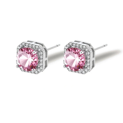 Blush Halo Moissanite Stud Earrings by Gabriella's Jewels