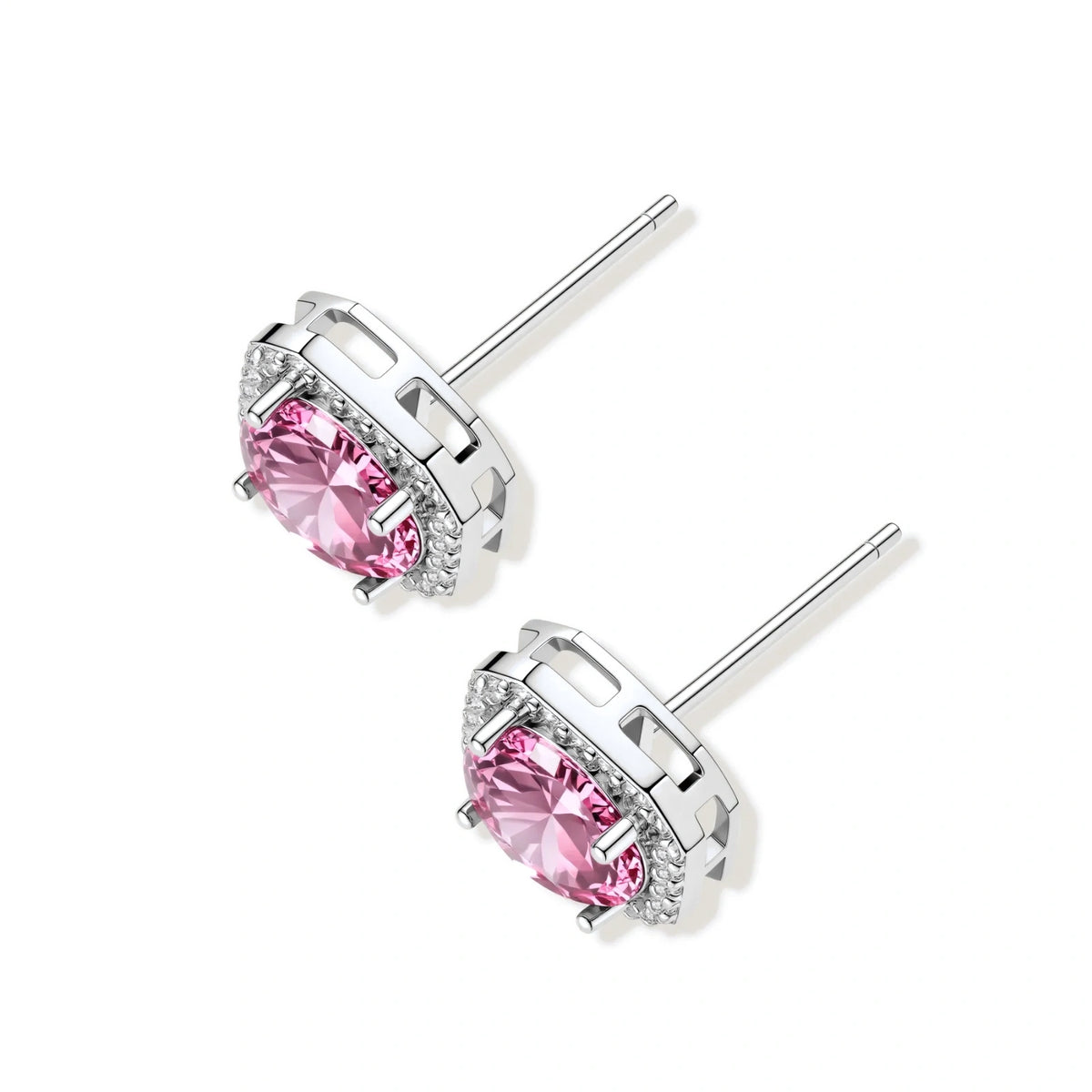 Blush Halo Moissanite Stud Earrings by Gabriella's Jewels