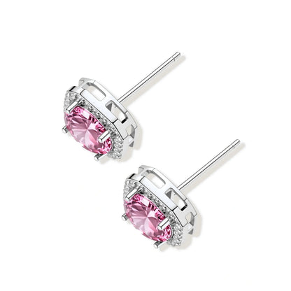 Blush Halo Moissanite Stud Earrings by Gabriella's Jewels