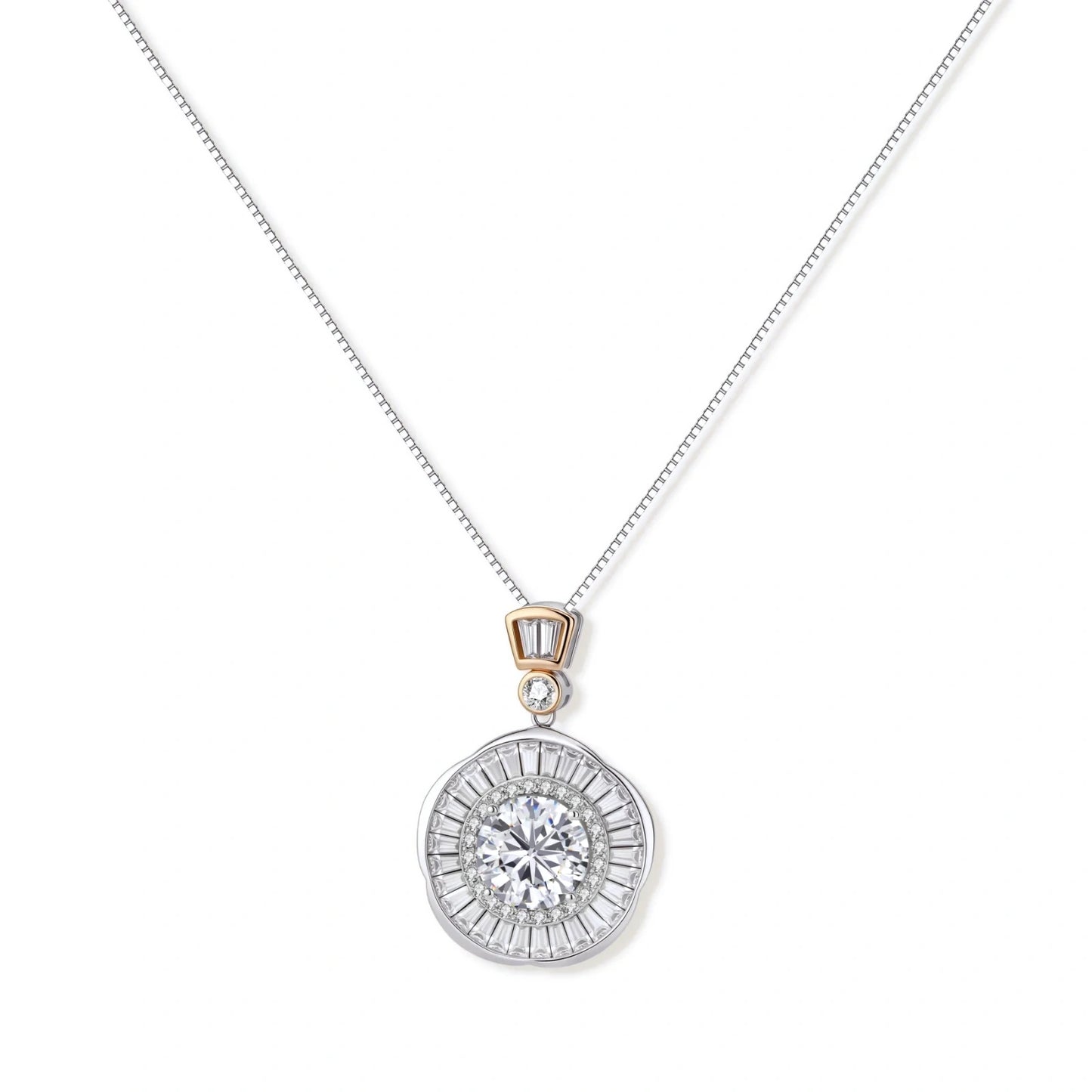 Radiant Halo Moissanite Necklace by Gabriella's Jewels