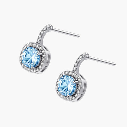 Celestial Halo Drops Blue Moissanite Earrings VVS1