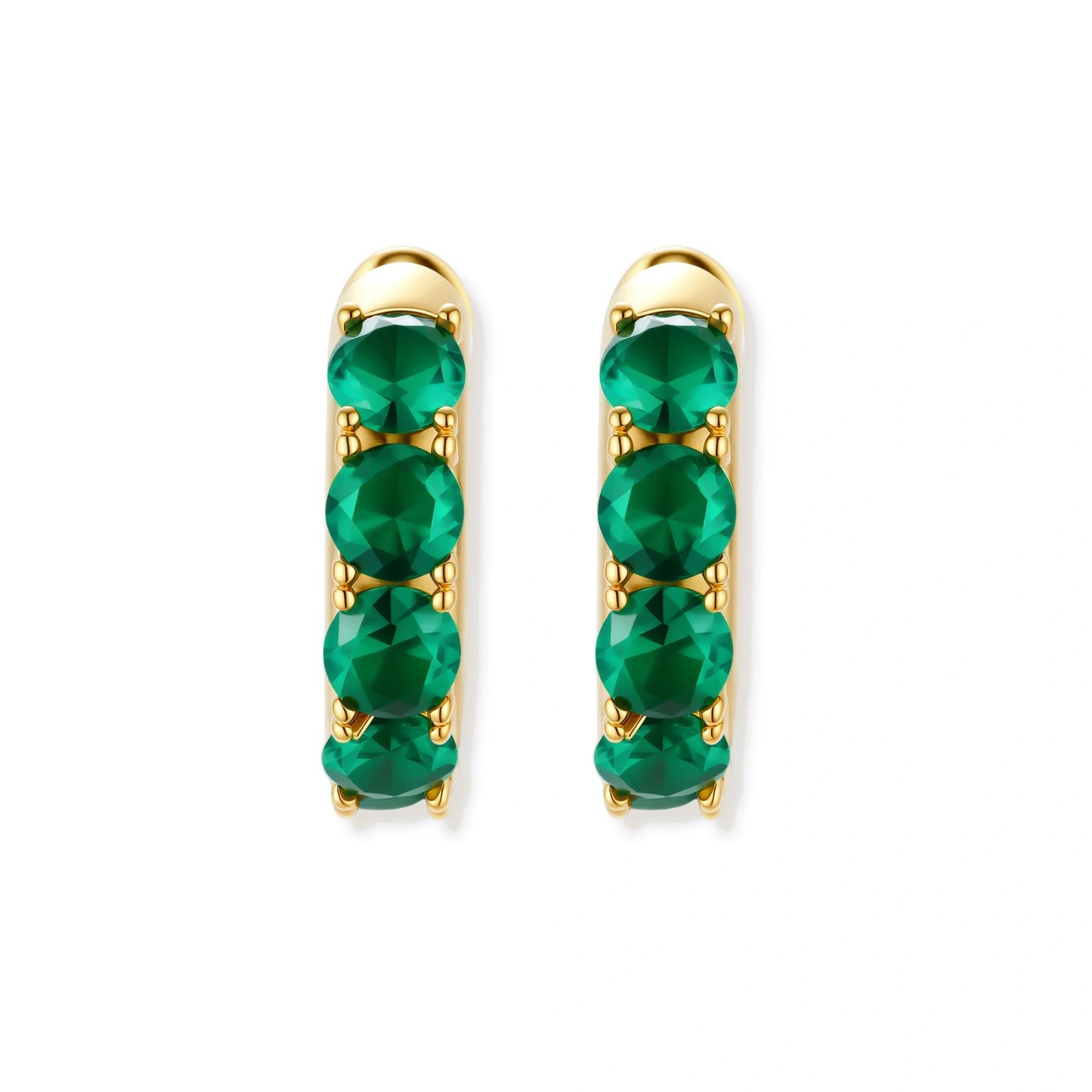Emerald Huggie Hoops by Gabriella's Jewels