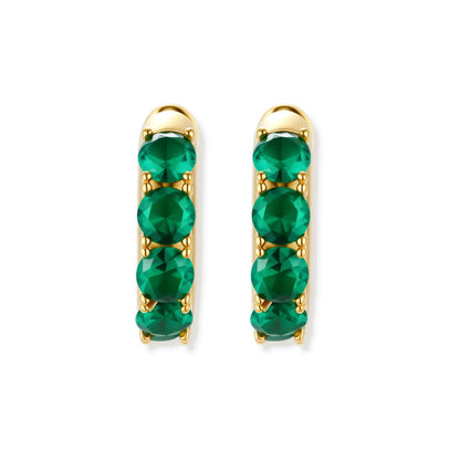 Emerald Huggie Hoops by Gabriella's Jewels