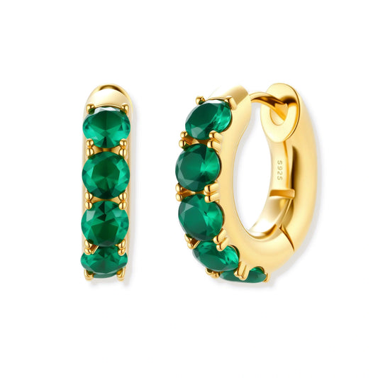 Emerald Huggie Hoops by Gabriella's Jewels