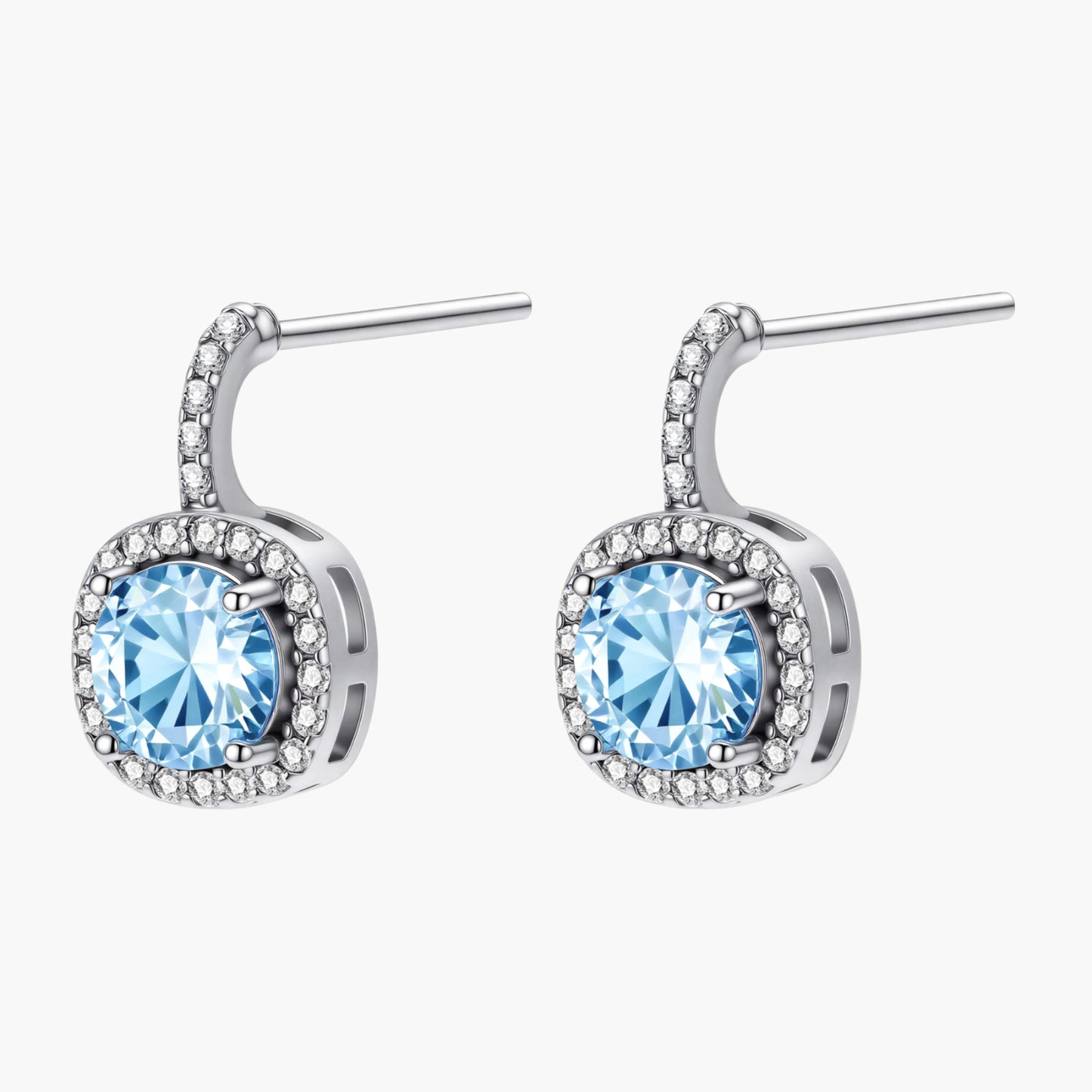 Celestial Halo Drops Blue Moissanite Earrings VVS1
