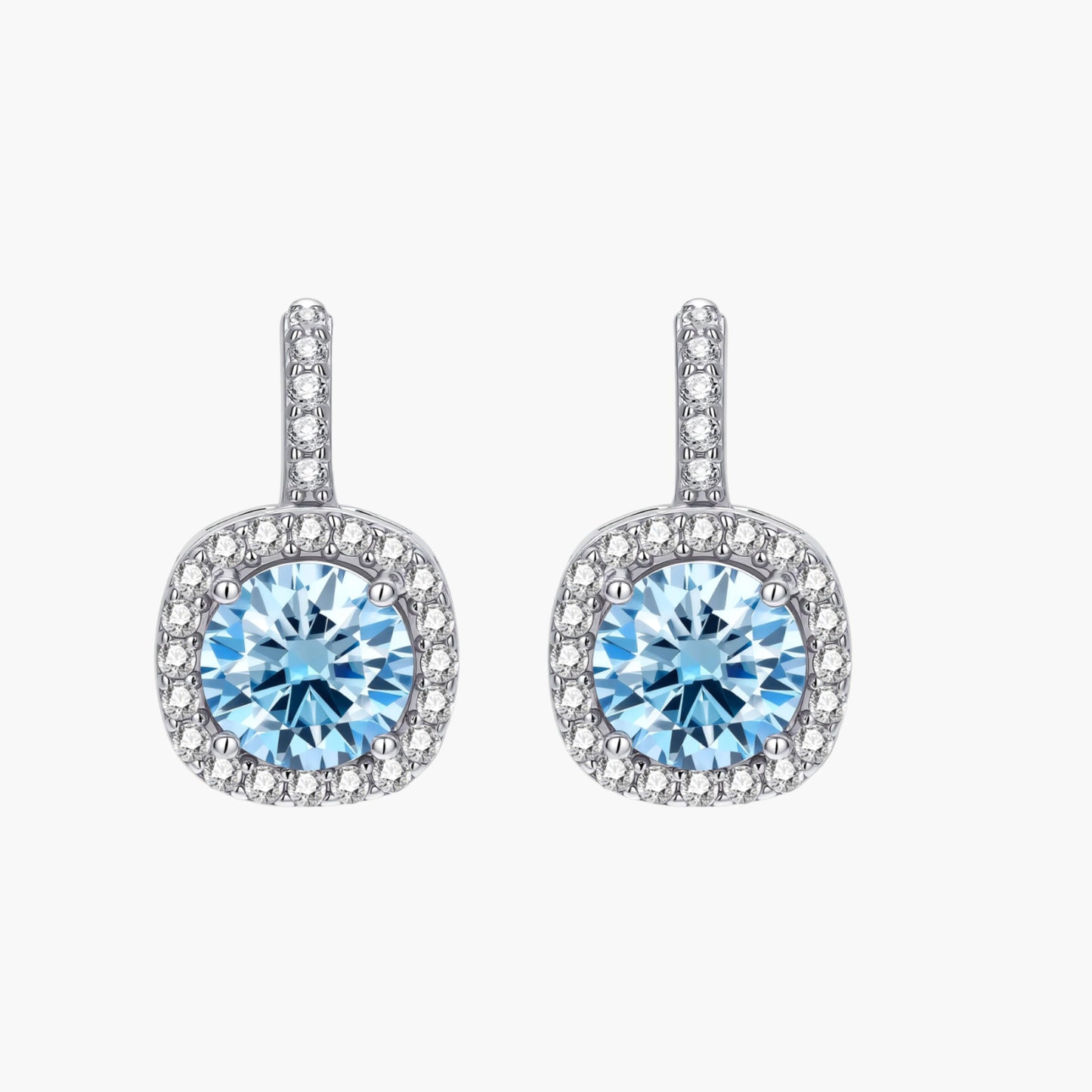 Celestial Halo Drops Blue Moissanite Earrings VVS1