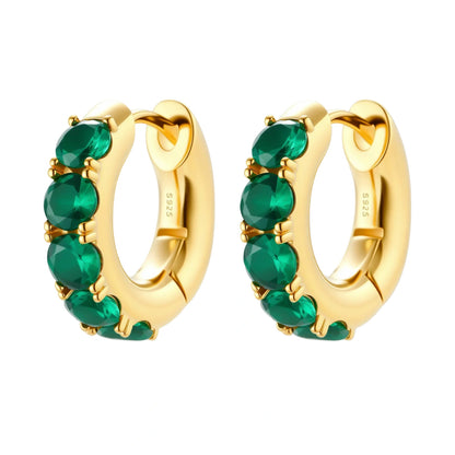 Emerald Huggie Hoops by Gabriella's Jewels