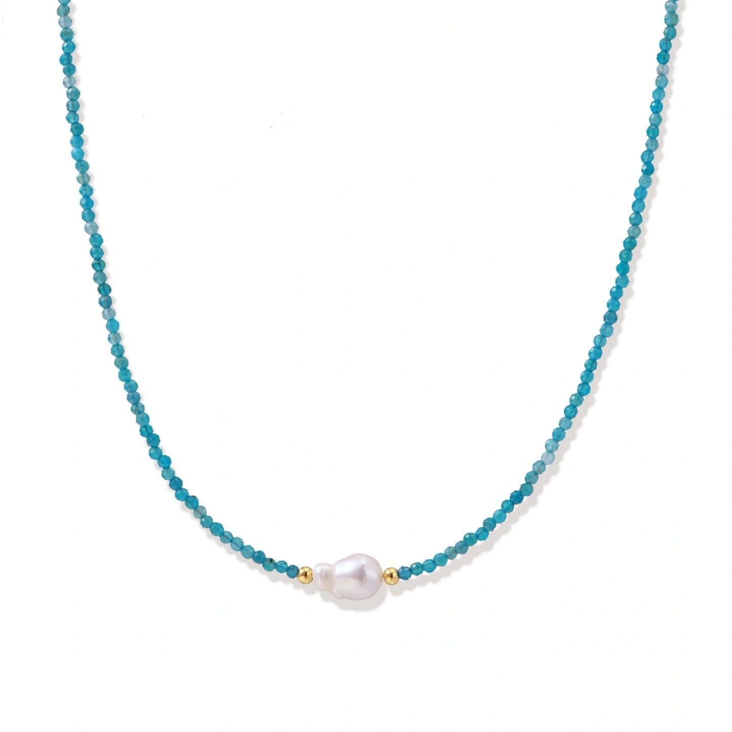 Apatite Dreams Pearl Necklace and 18K gold  by Gabriella's Jewels
