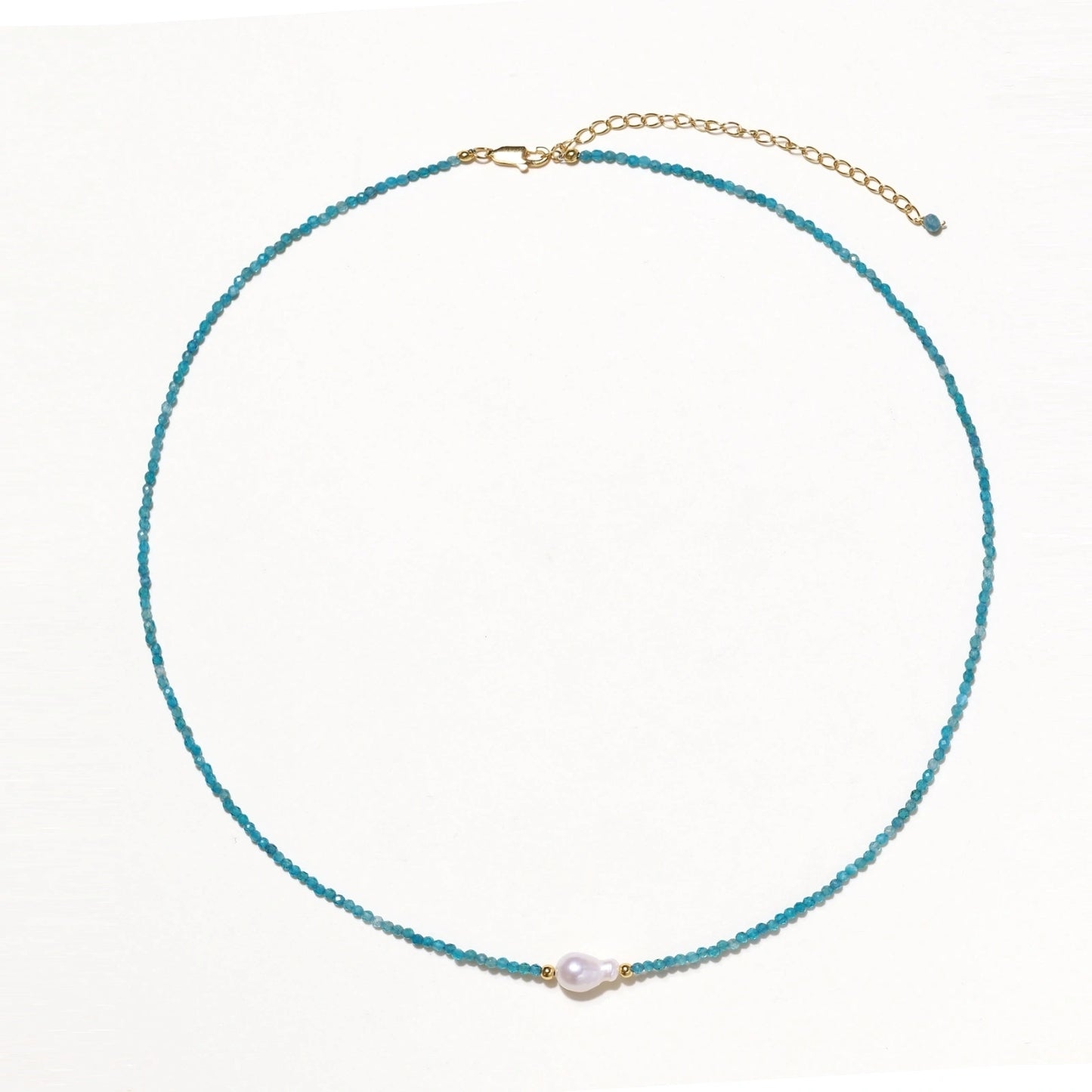 Apatite Dreams Pearl Necklace and 18K gold  by Gabriella's Jewels