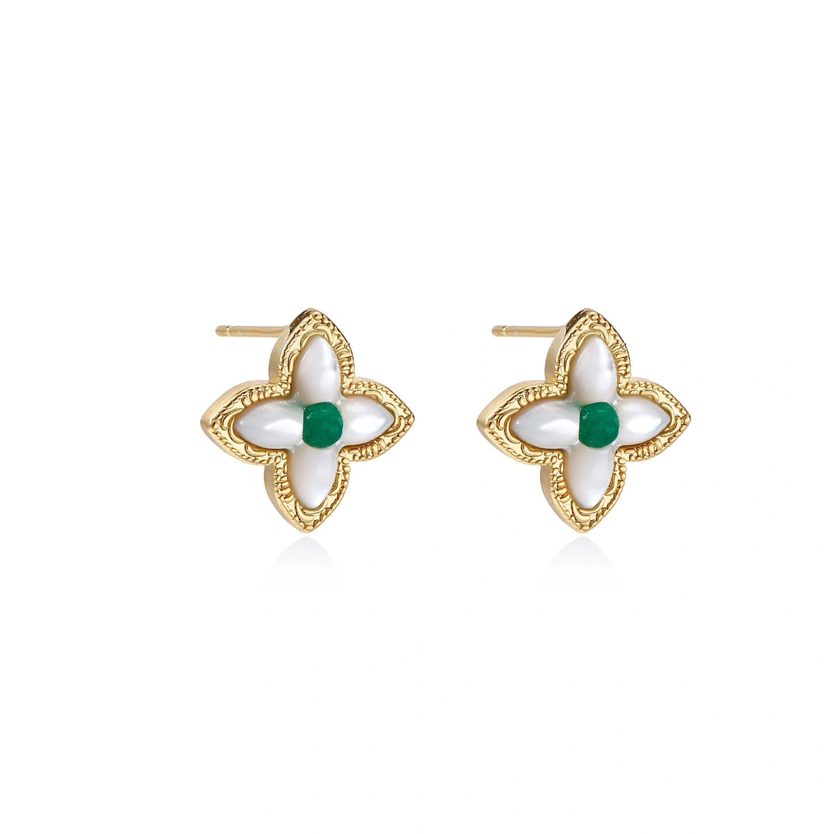 Lucky Clover Pearl Studs by Gabriella's Jewels