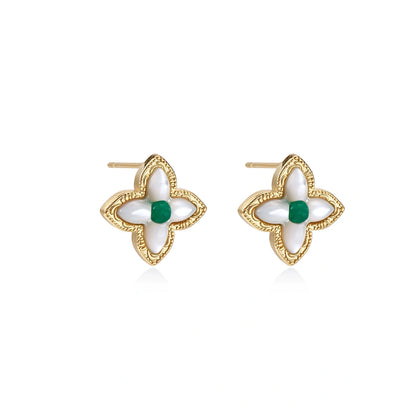 Lucky Clover Pearl Studs by Gabriella's Jewels