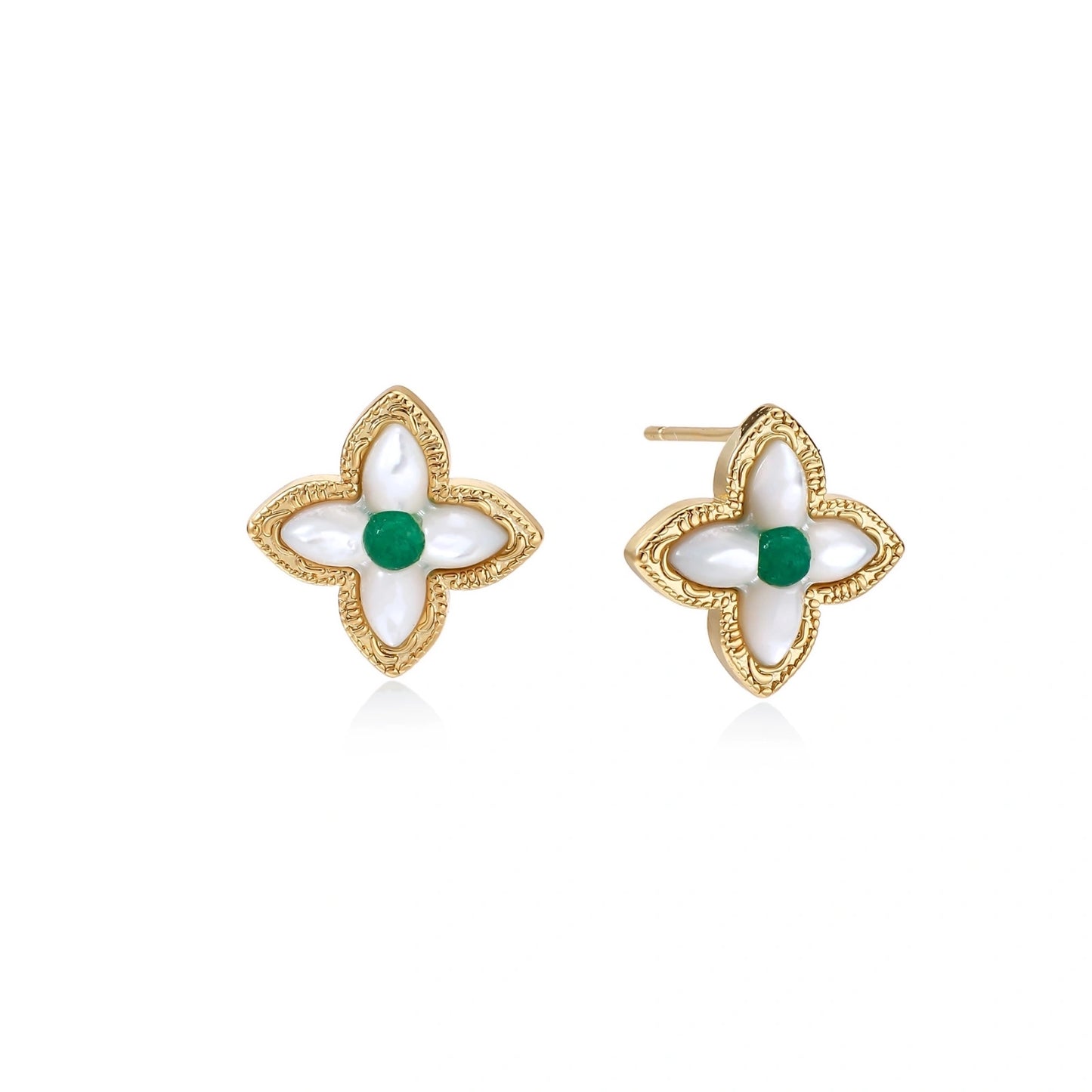 Lucky Clover Pearl Studs by Gabriella's Jewels