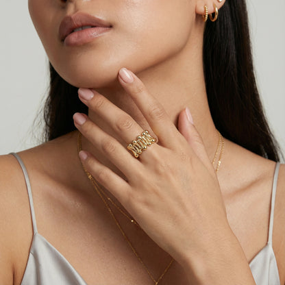 Golden Rope Sculpture Ring by Gabriella's Jewels