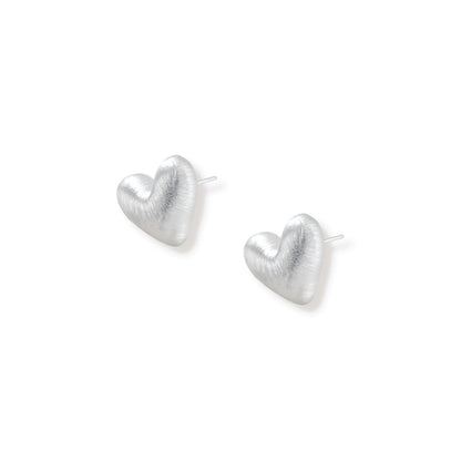 Brushed Heart Studs by Gabriella's Jewels