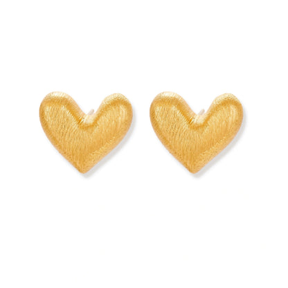 Brushed Heart Studs by Gabriella's Jewels