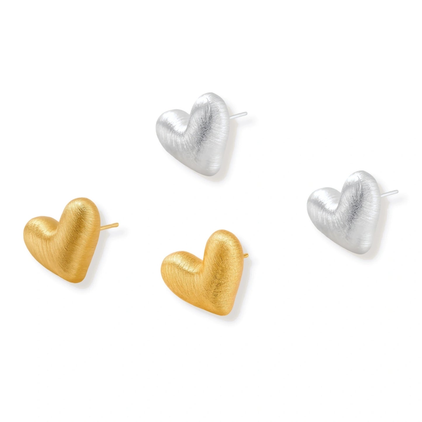 Brushed Heart Studs by Gabriella's Jewels