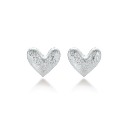 Brushed Heart Studs by Gabriella's Jewels