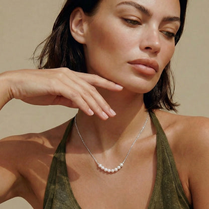 Luna Freshwater Pearl Arc Necklace