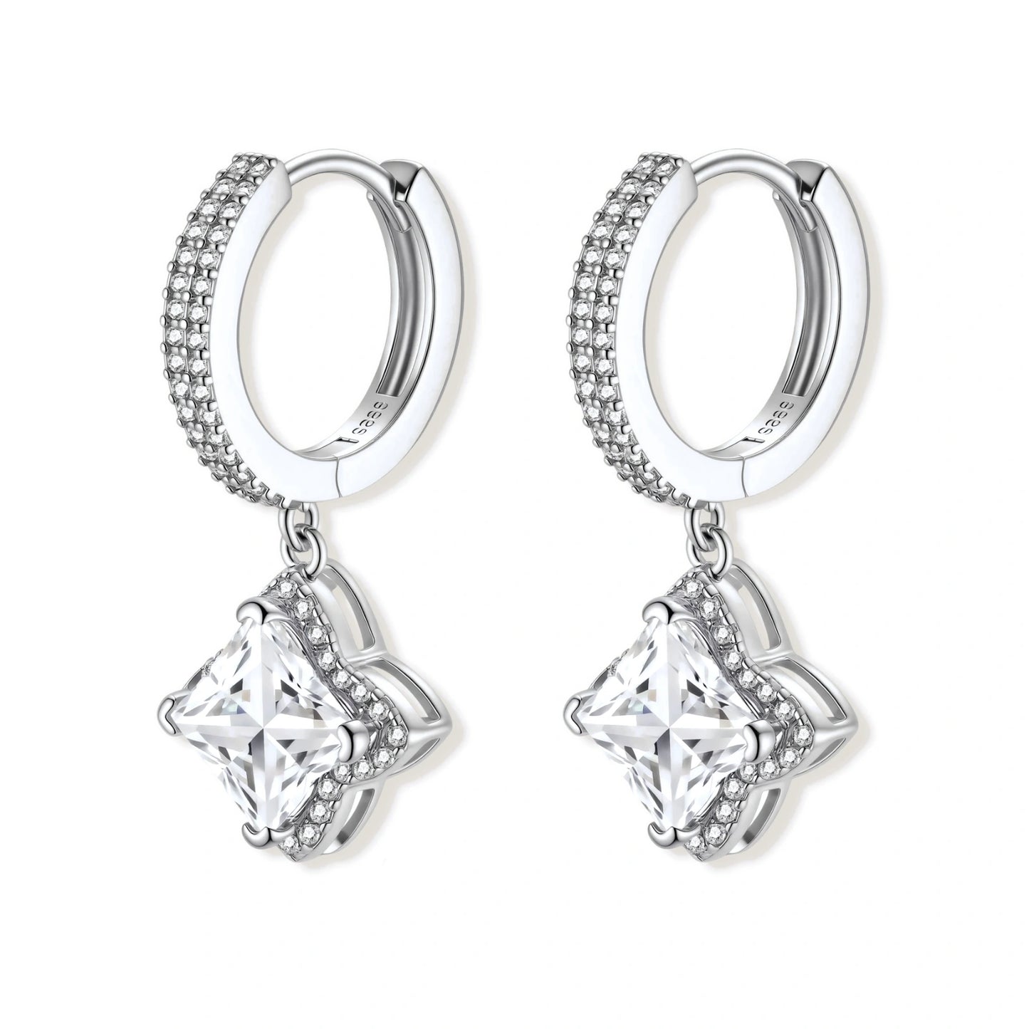 Diamond Dangle Huggies by Gabriella's Jewels