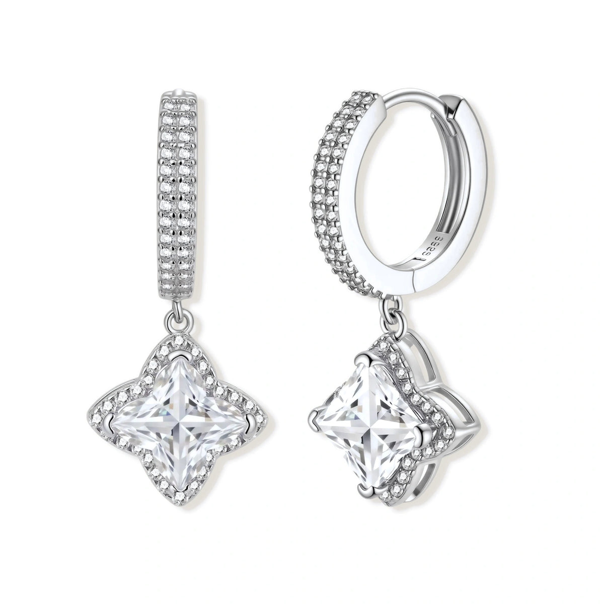 Diamond Dangle Huggies by Gabriella's Jewels