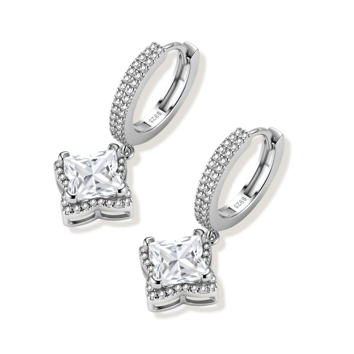 Diamond Dangle Huggies by Gabriella's Jewels