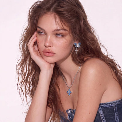Denim Cross Necklace by Gabriella's Jewels