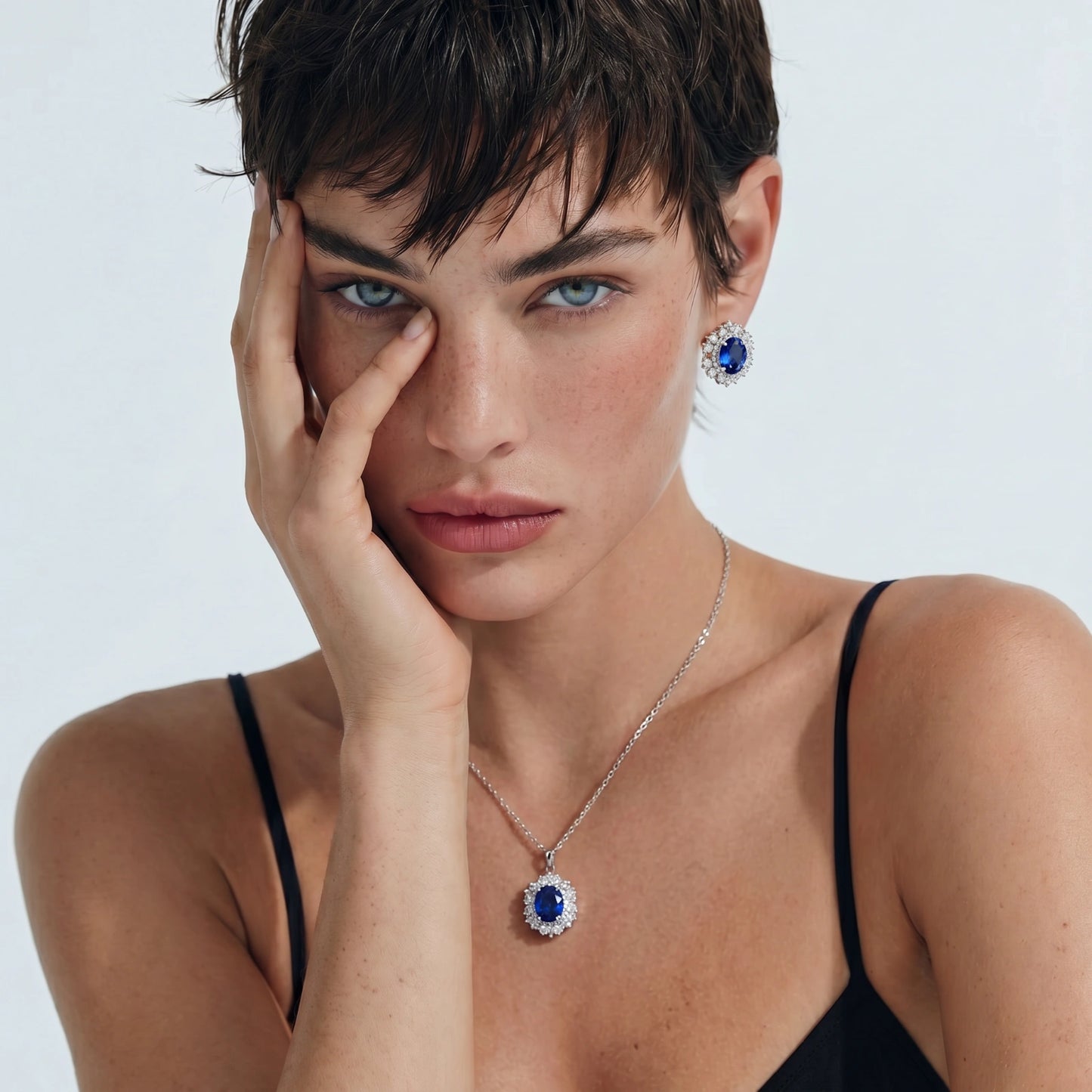 Royal Sapphire Halo Set by Gabriella's Jewels