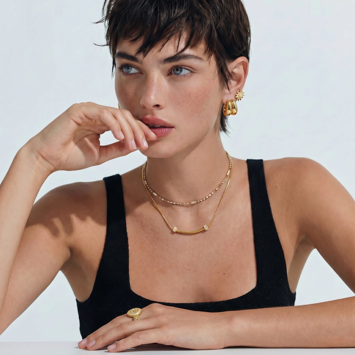 Curved Spark Bar Necklace by Gabriella's Jewels