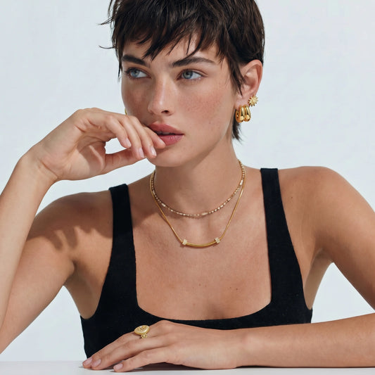 Curved Spark Bar Necklace by Gabriella's Jewels