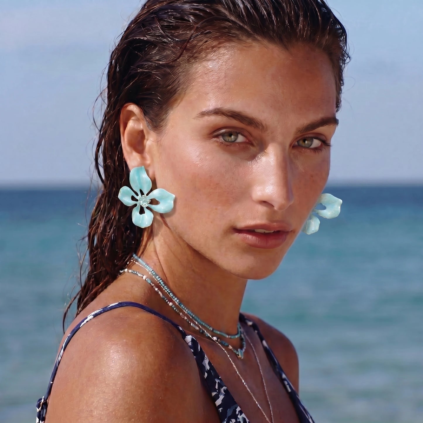 Azure Bloom Studs by Gabriella's Jewels