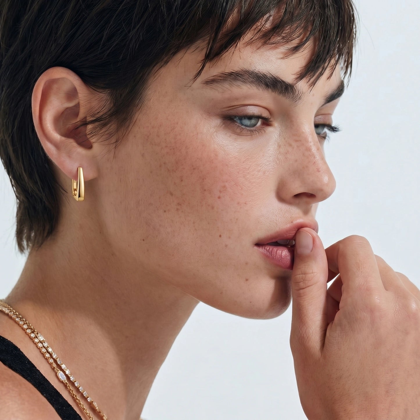 Golden Hour Huggie Earrings by Gabriella's Jewels