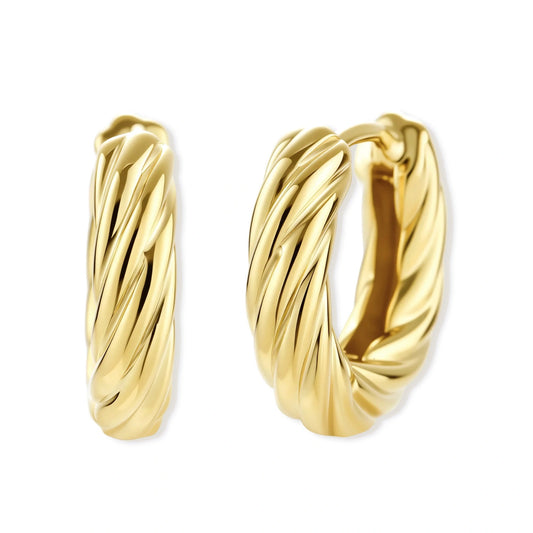 Twisted Gold Huggie Hoops by Gabriella's Jewels