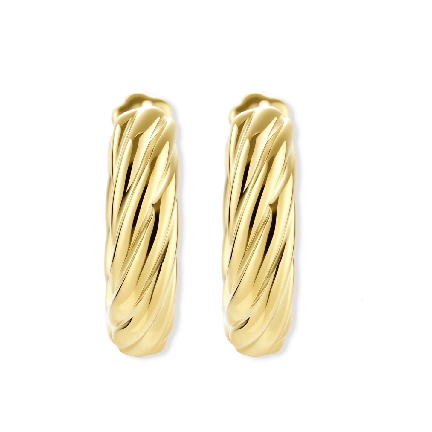 Twisted Gold Huggie Hoops by Gabriella's Jewels