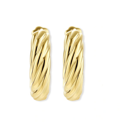 Twisted Gold Huggie Hoops by Gabriella's Jewels