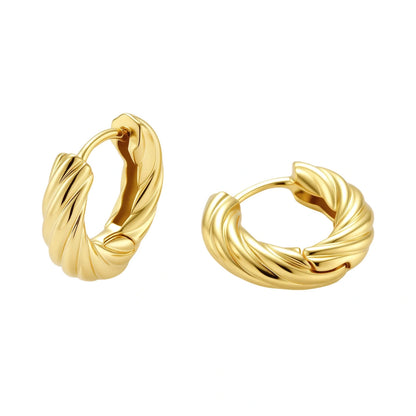 Twisted Gold Huggie Hoops by Gabriella's Jewels