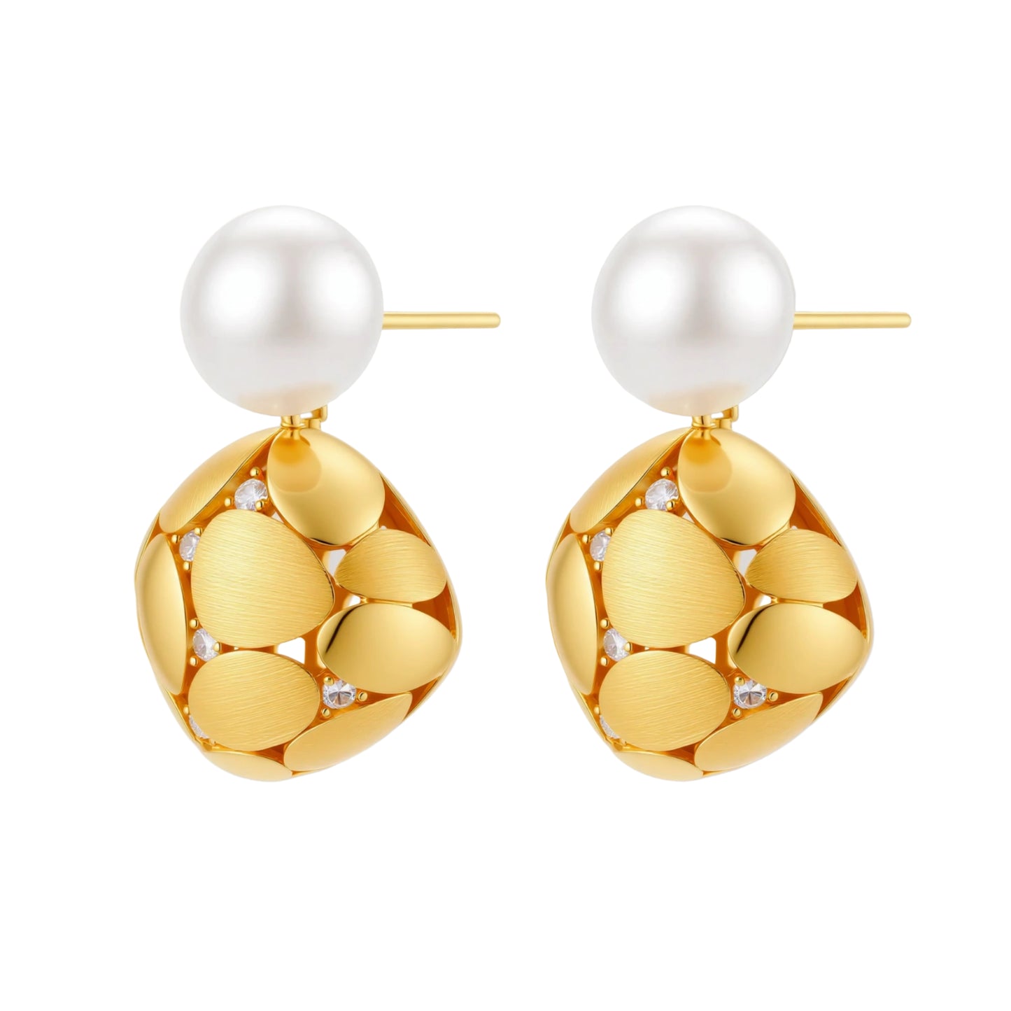 Petal Drop Pearl Earrings by Gabriella's Jewels