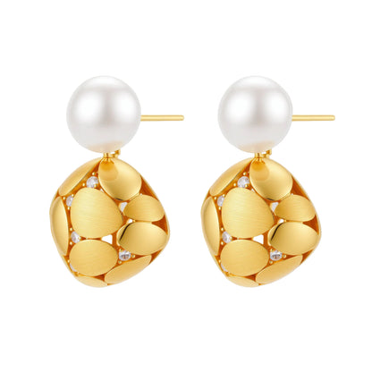 Petal Drop Pearl Earrings by Gabriella's Jewels