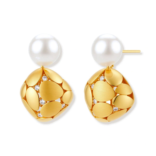 Petal Drop Pearl Earrings by Gabriella's Jewels