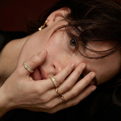 Golden Baguette Eternity Ring by Gabriella's Jewels