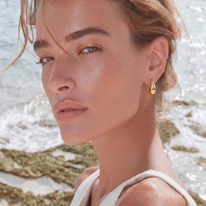 Golden Teardrop Studs by Gabriella's Jewels