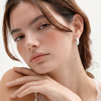 Minimal Silver Huggies by Gabriella's Jewels
