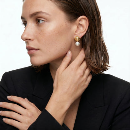 Petal Drop Pearl Earrings by Gabriella's Jewels